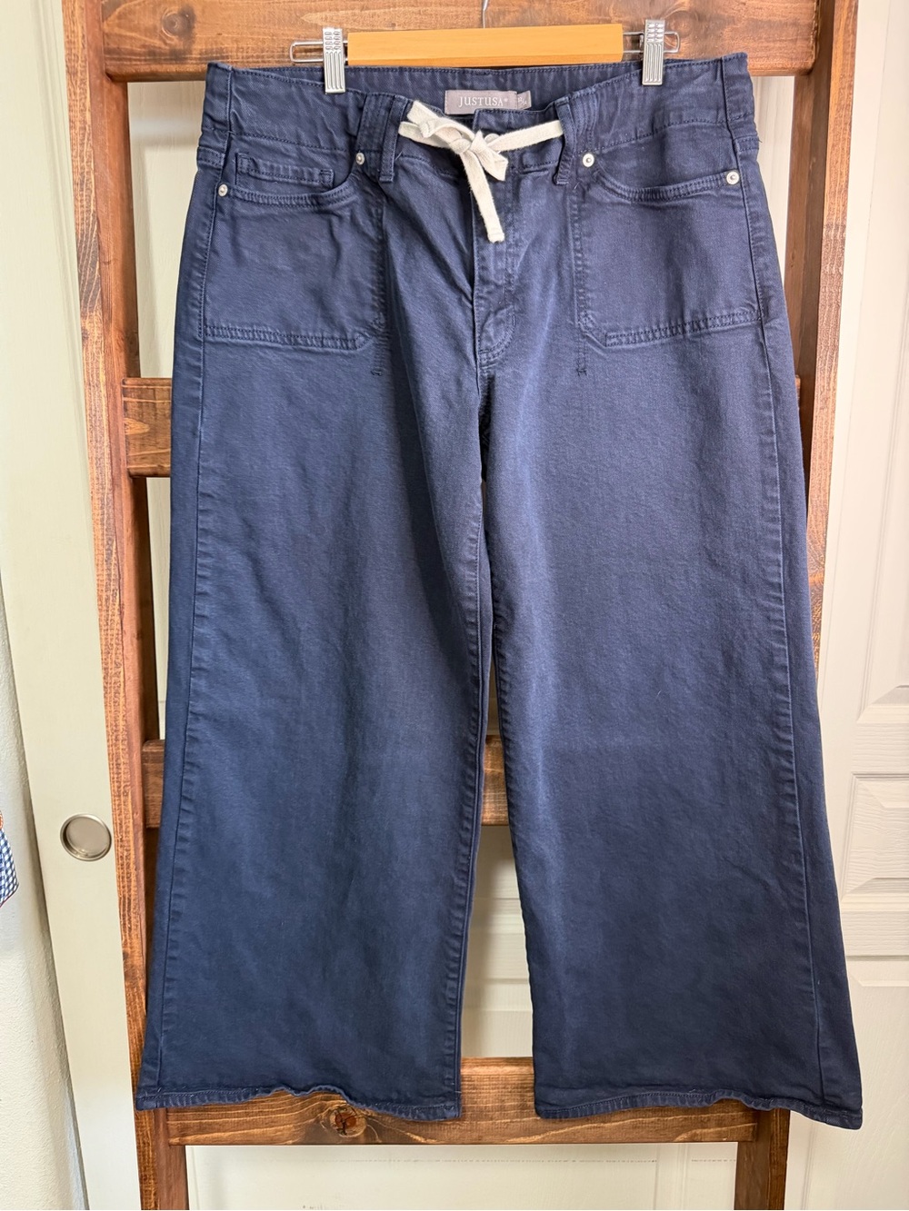 Just USA Navy Drawstring Wide Leg Pants Jeans Size 14 / 32 - Picture 3 of 5